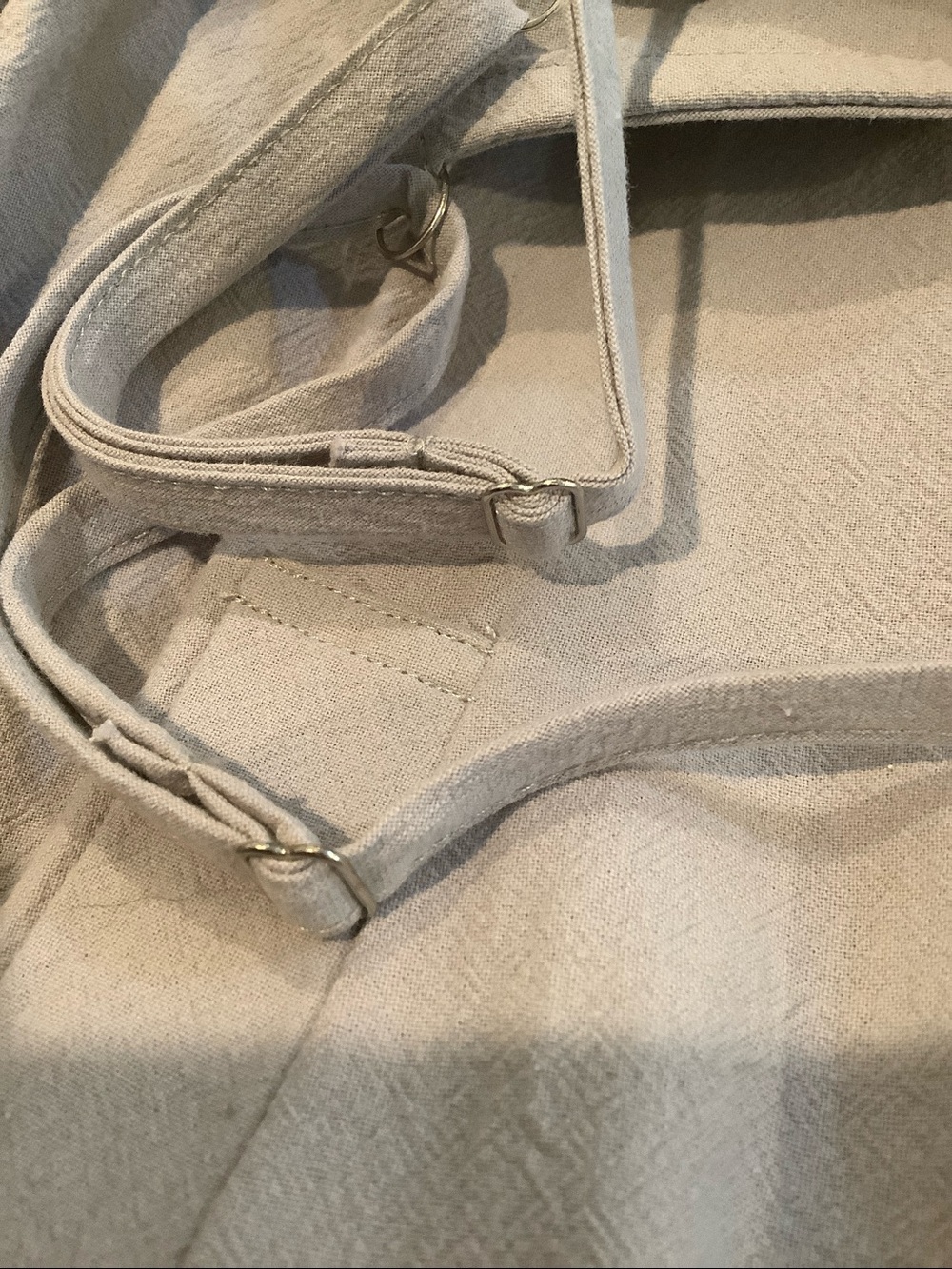 NWOT 100% Cotton Wide Leg Gray/Beige Summer Coastal Oversize Overalls Jumpsuit S - Picture 7 of 10